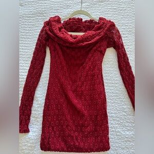 Bardot Off the Shoulder Red Maxi Dress